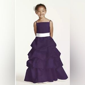 David's Bridal Satin Spaghetti Strap Pick-up Bridesmaid Flower Girl Dress. Sz 4.